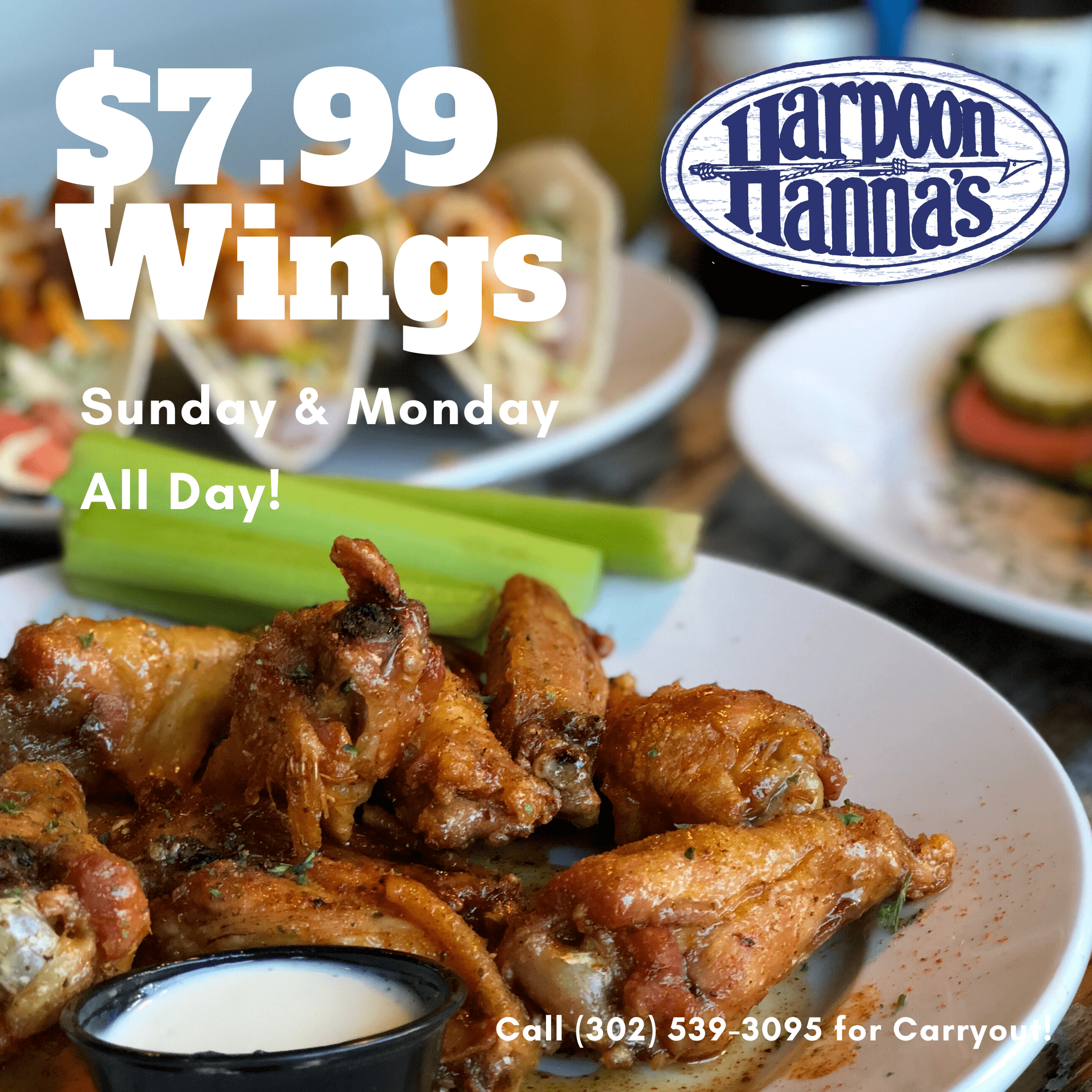 SunMondayWingsSpecialmin Seafood Restaurant Fenwick DE Harpoon